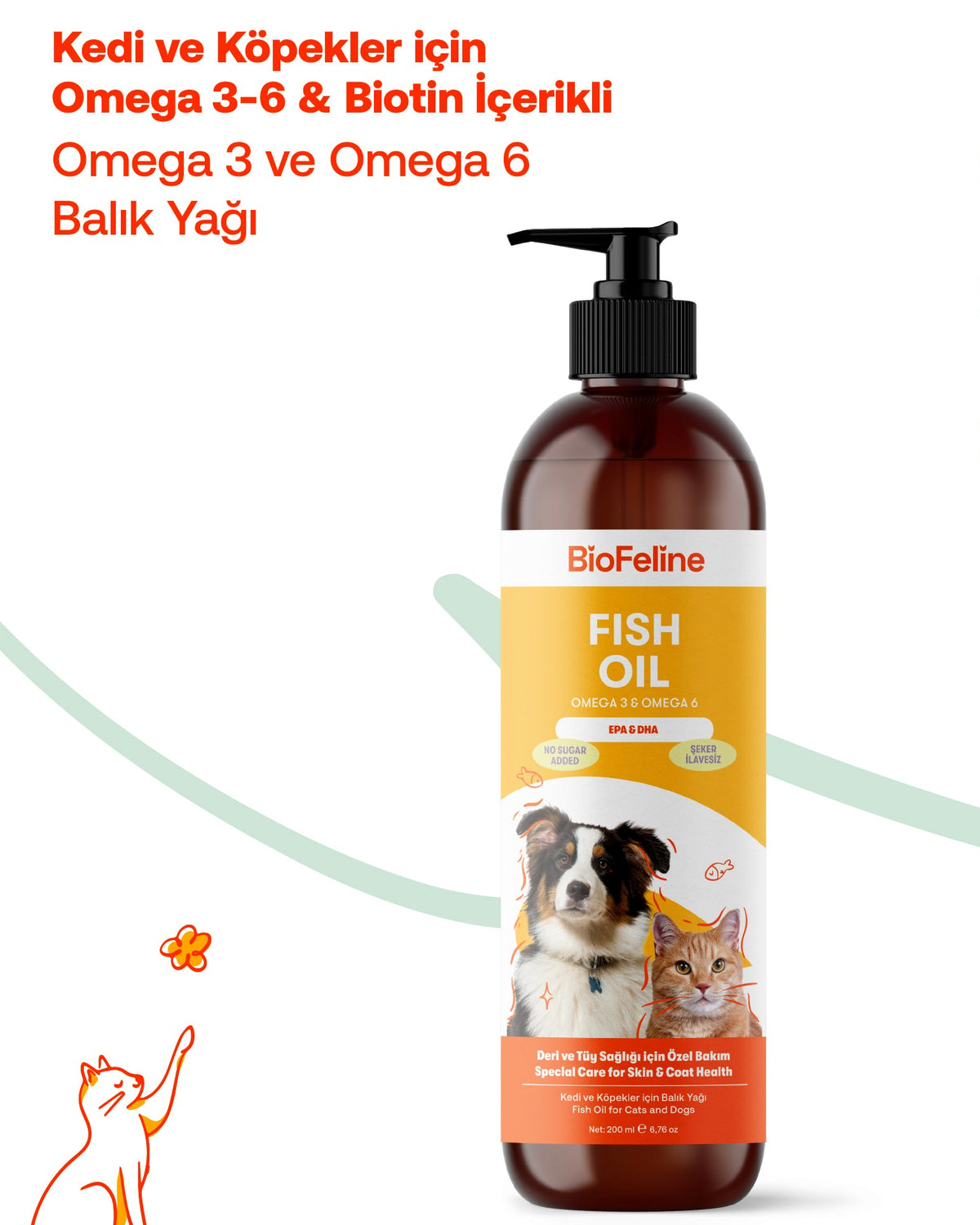 Kedi & Köpek İçin Omega 3-6 Balık Yağı – Tüy Dökülmesi Karşıtı Bakım | BioFeline