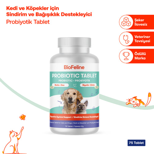 Kedi & Köpek İçin Tablet Probiyotik – Sindirim ve Bağışıklık Desteği, 25 Adet | BioFeline