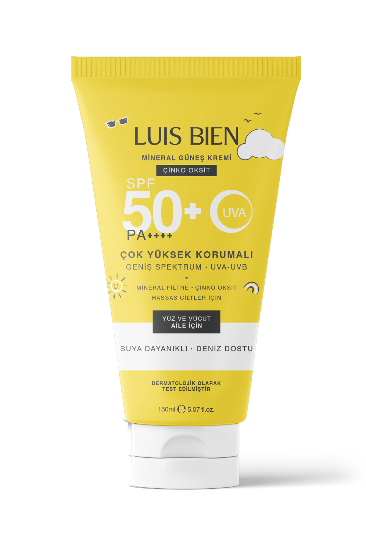 Luis Bien × Anıl Güler Mineral Güneş Kremi SPF 50+ PA++++ | Çinko Oksit, Yüz ve Vücut (150 ml)