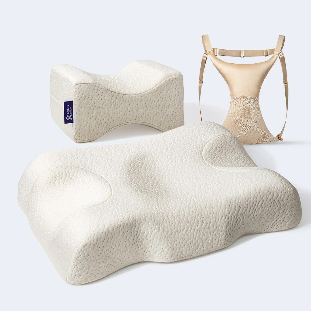 Kırışıklık Önleyici Ortopedik Güzellik Yastığı + Göğüs Arası Dekolte Bölgesi Kırışıklık Önleyici Ortopedik Yastık + Ortopedik Diz & Bacak Arası Destek Yastığı Seti