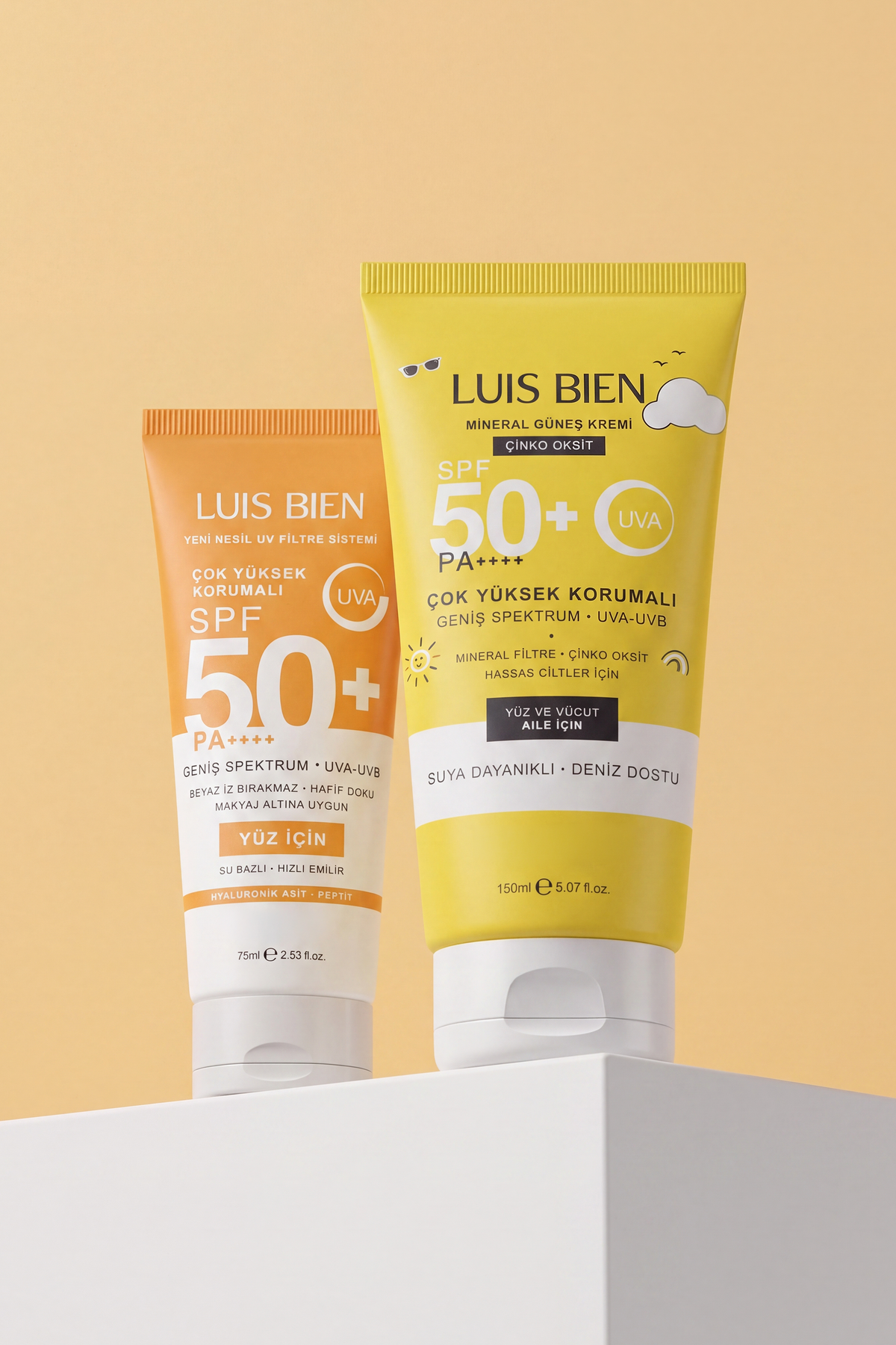 Luis Bien X Anıl Güler Güneş Kremi 2'li Karma Set Spf 50+ Pa++++ Su Bazlı 75 ml + Çinko Oksit Mineral 150 ml