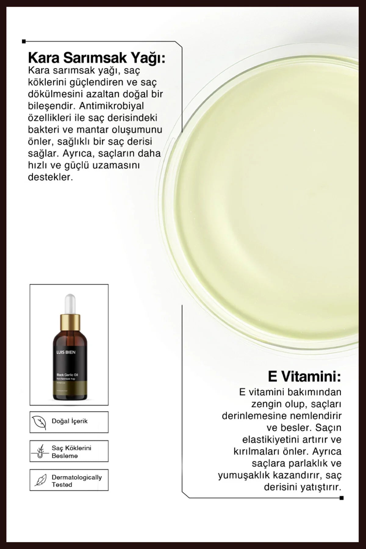 Luis Bien Kara Sarımsak Saç Bakım Yağı 50 ml – Onarıcı