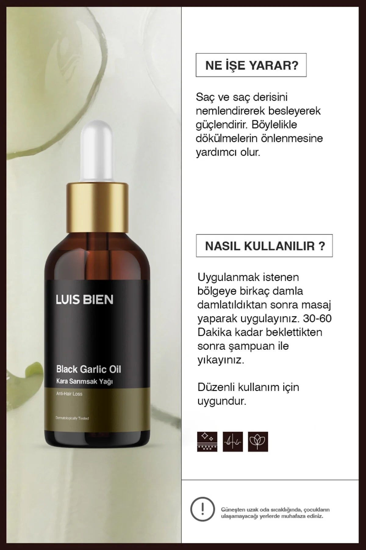Luis Bien Kara Sarımsak Saç Bakım Yağı 50 ml – Onarıcı