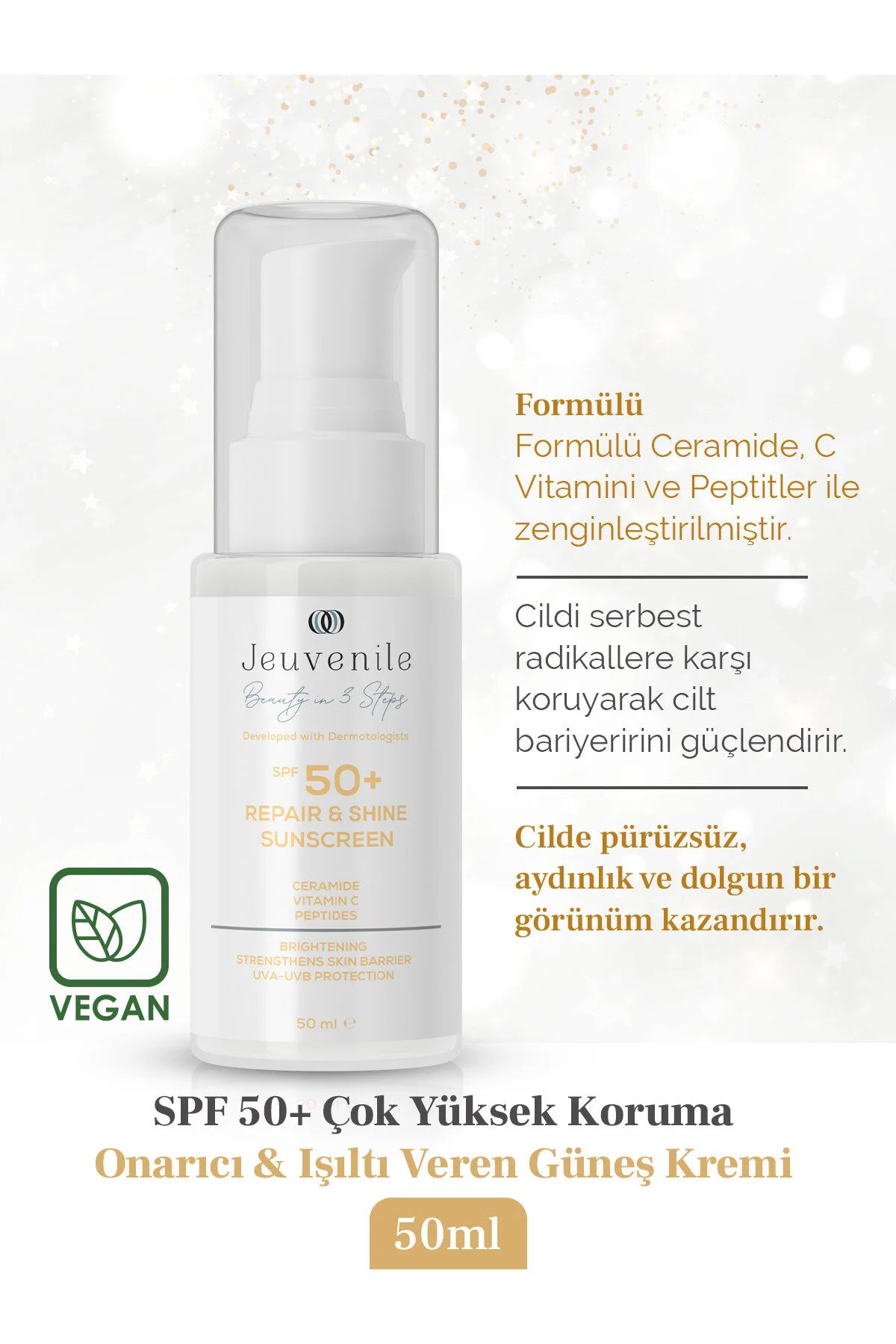 Jeuvenile SPF 50+ Işıltı Veren Onarıcı Güneş Kremi