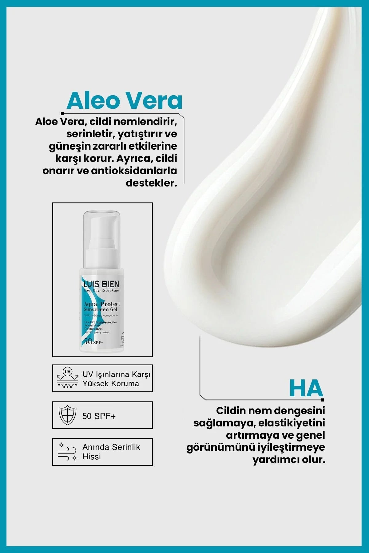 Luis Bien Aqua Sun Gel SPF 50+ Su Bazlı Güneş Jeli 50 ml