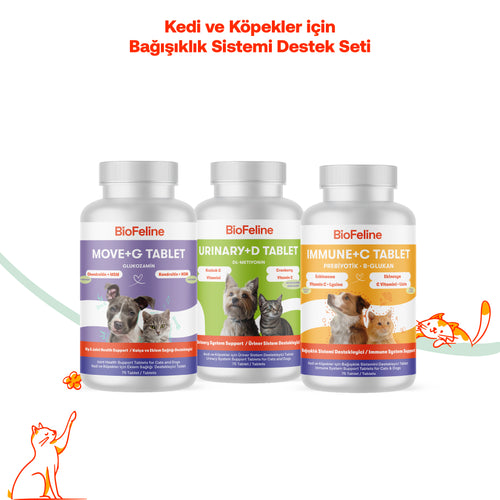 Kedi & Köpek Eklem, İdrar Yolu ve Bağışıklık Destek Tablet Seti | BioFeline