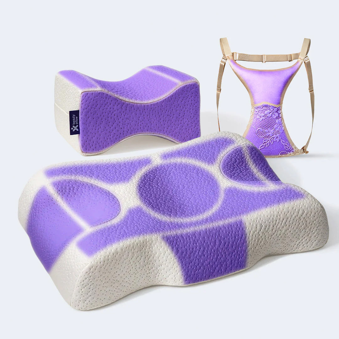 Kırışıklık Önleyici Ortopedik Güzellik Yastığı + Göğüs Arası Dekolte Bölgesi Kırışıklık Önleyici Ortopedik Yastık + Ortopedik Diz & Bacak Arası Destek Yastığı Seti