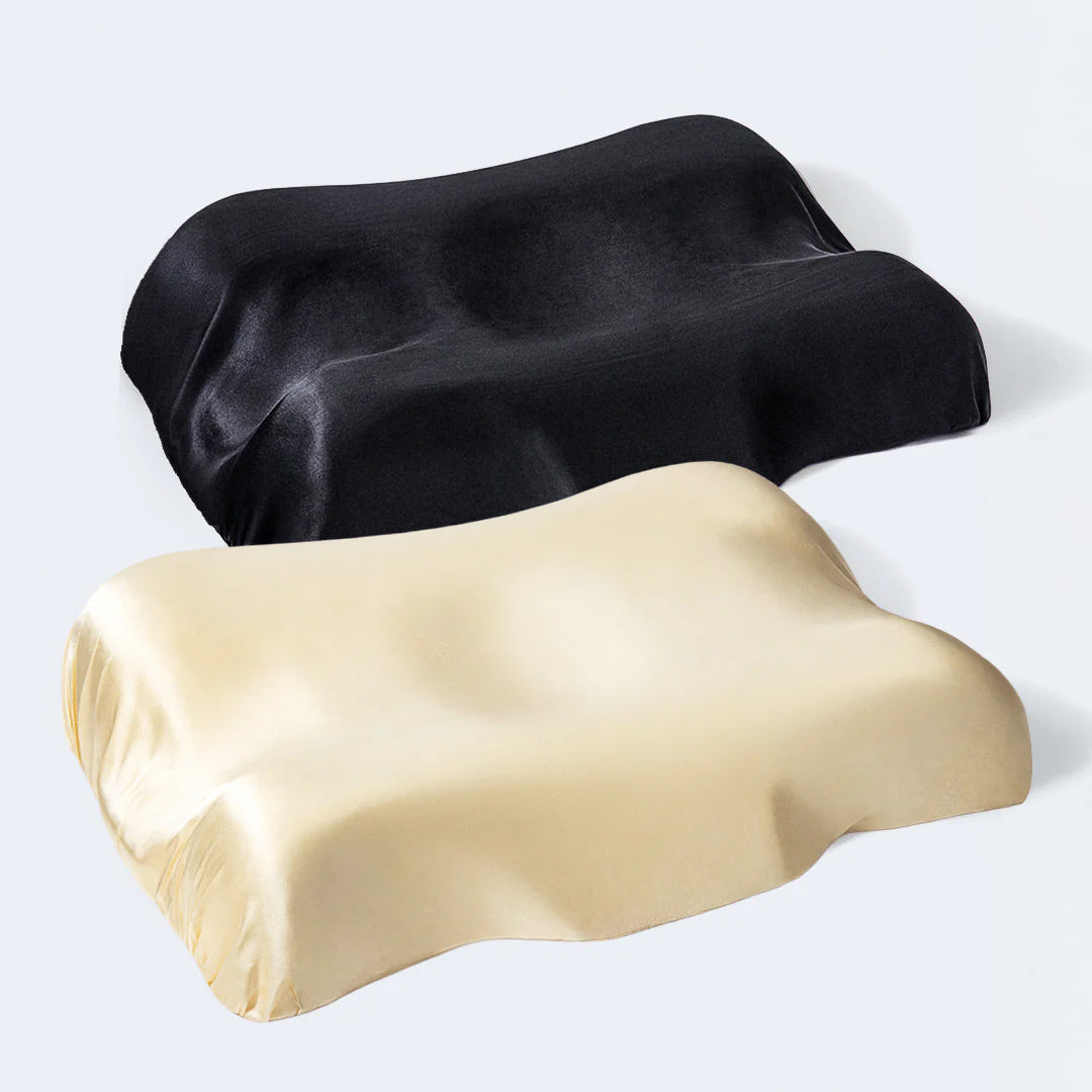 His & Hers Çift Kişilik İpek Kılıflı Yastık Seti (Bej & Siyah)