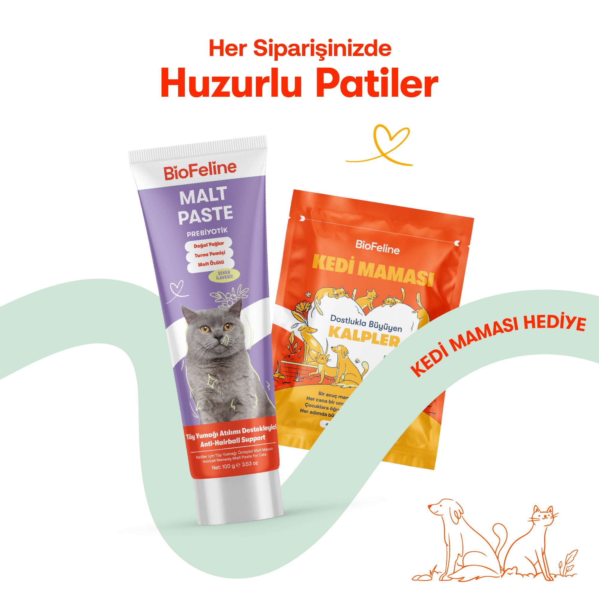 Kediler İçin Tüy Yumağı Önleyici Malt Macunu | Anti-Hairball Doğal Destek | 100g