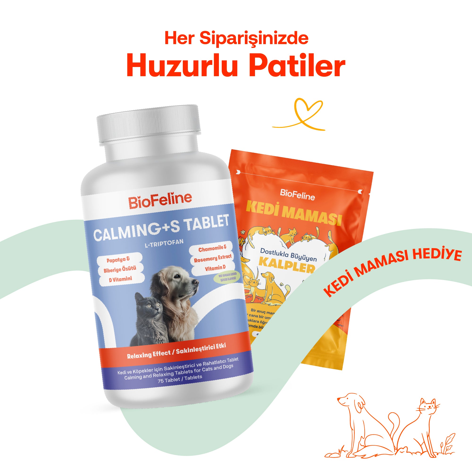 Kedi Stres Kaygi Huzursuzluk Kopekler Tablet – Onarıcı | BioFeline