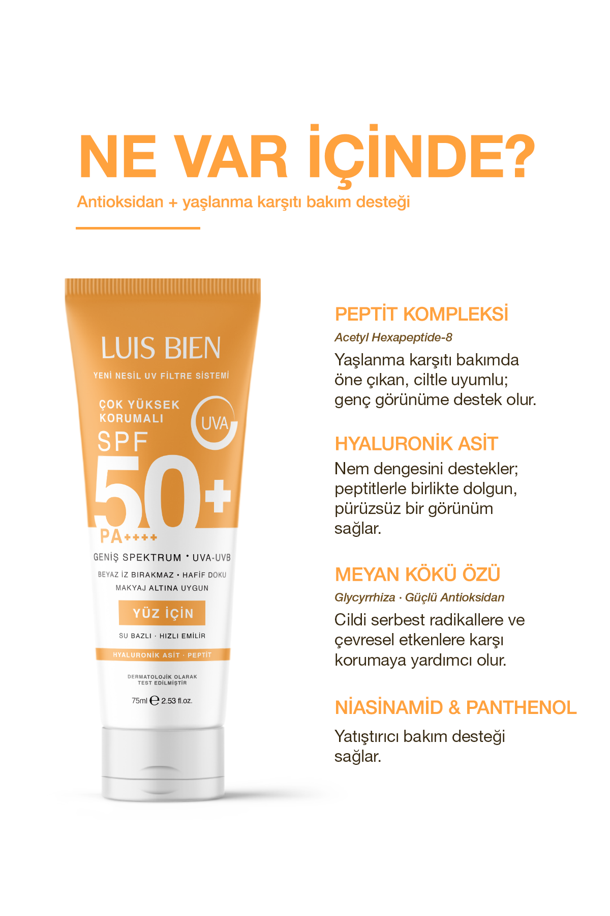 Luis Bien × Anıl Güler Yüz Güneş Kremi SPF 50+ PA++++ | Su Bazlı, Yüz İçin (75 ml)
