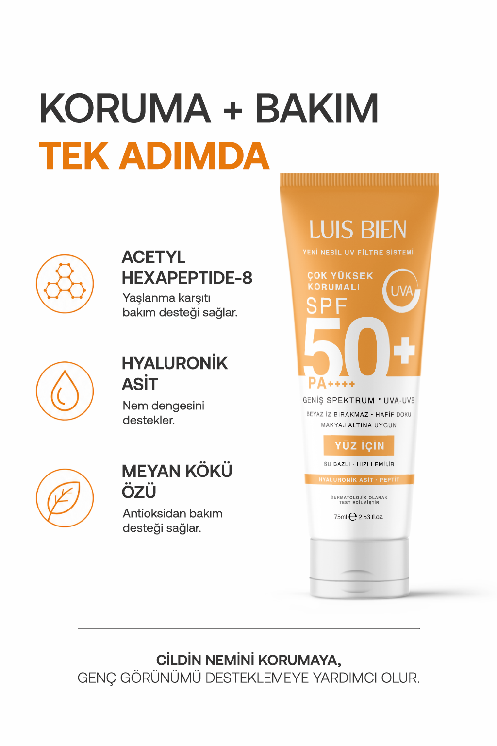 Luis Bien X Anıl Güler Su Bazlı Yüz Güneş Kremi Spf 50+ Pa++++ 75 ml X 2 Adet - Hızlı Emilen, Beyaz İz Bırakmayan