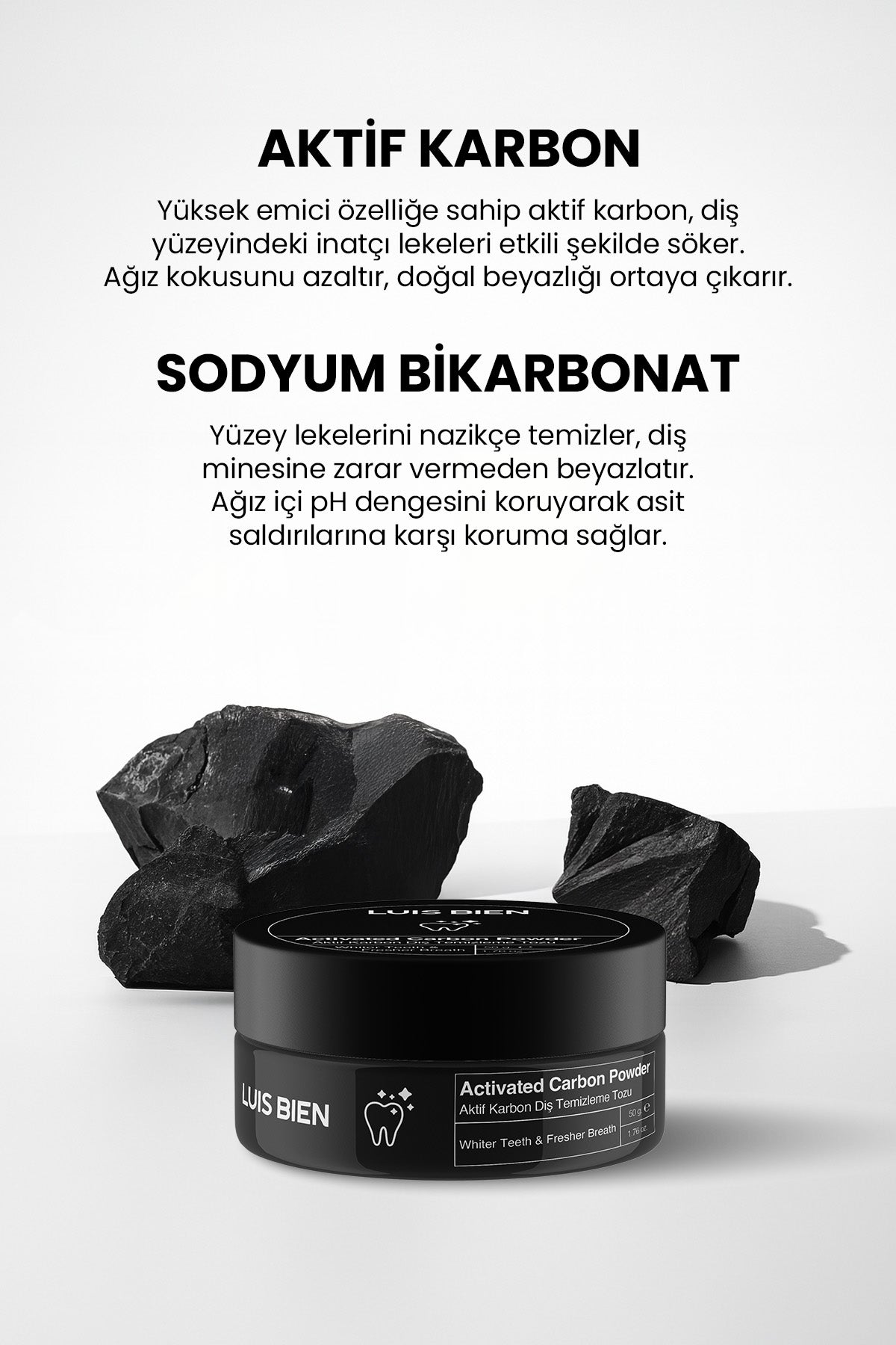 Diş Beyazlatma Tozu - Aktif Karbon 50 g | Luis Bien