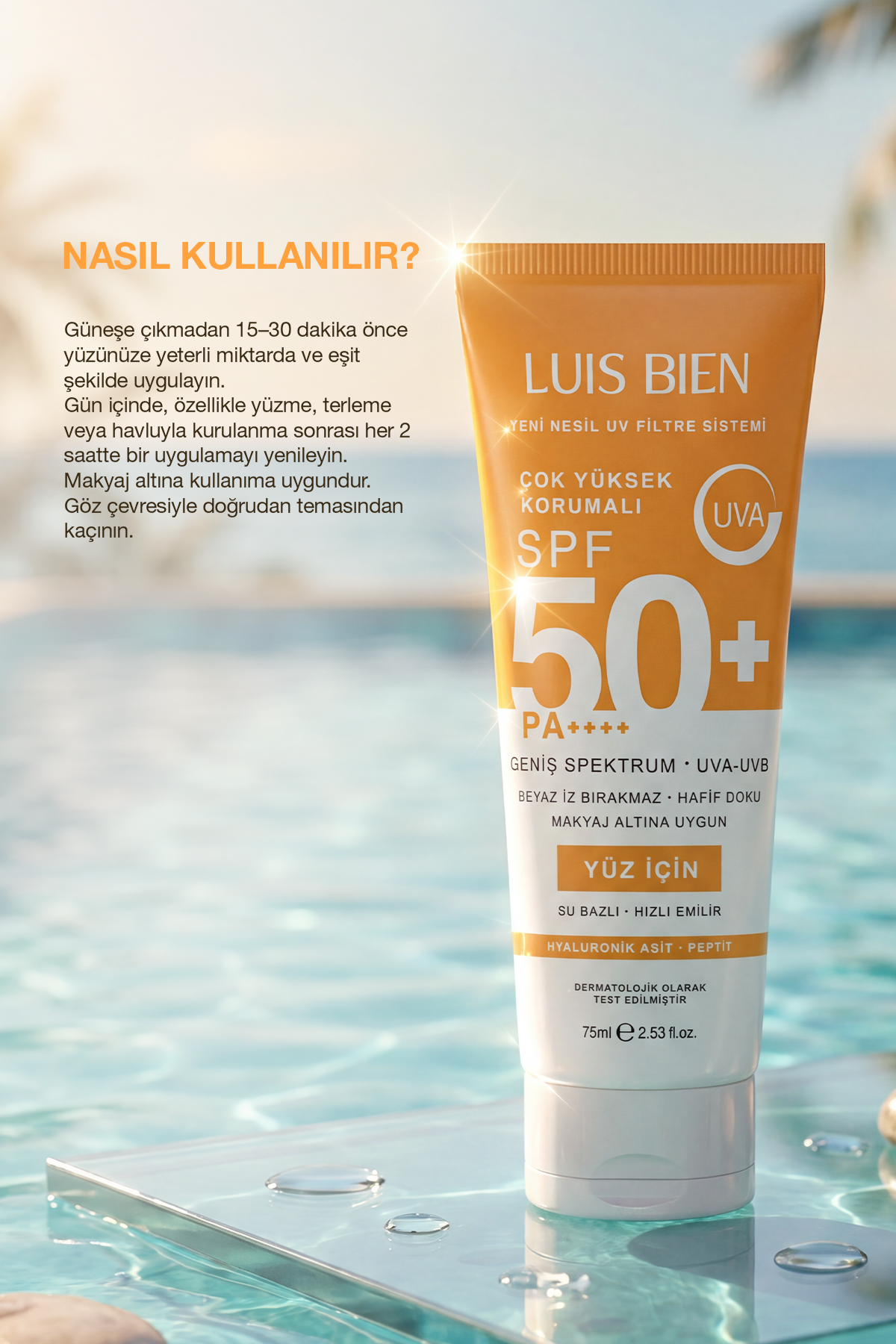 Luis Bien × Anıl Güler Yüz Güneş Kremi SPF 50+ PA++++ | Su Bazlı, Yüz İçin (75 ml)