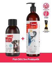 Kedi & Köpekler İçin Balık Yağı + Sıvı Probiyotik Takviye | Omega 3 & Bağışıklık Desteği | 200ml
