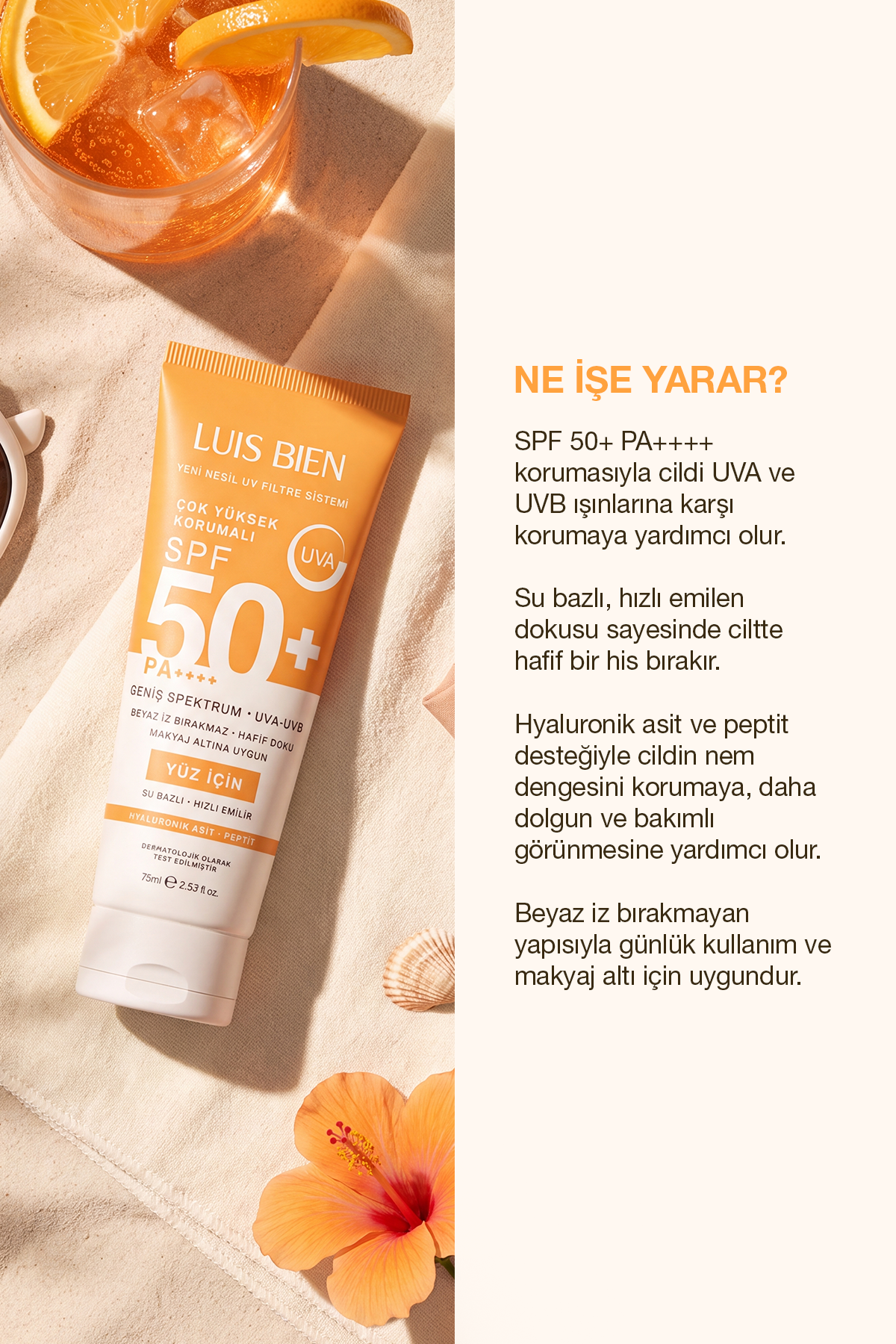 Luis Bien × Anıl Güler Yüz Güneş Kremi SPF 50+ PA++++ | Su Bazlı, Yüz İçin (75 ml)