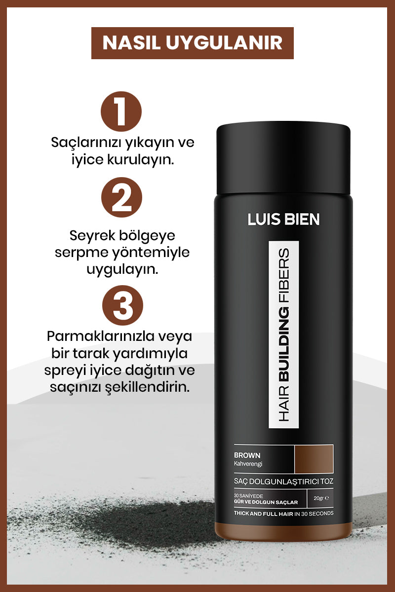 Luis Bien Saç Dolgunlaştırıcı Fiber Toz – Kahverengi