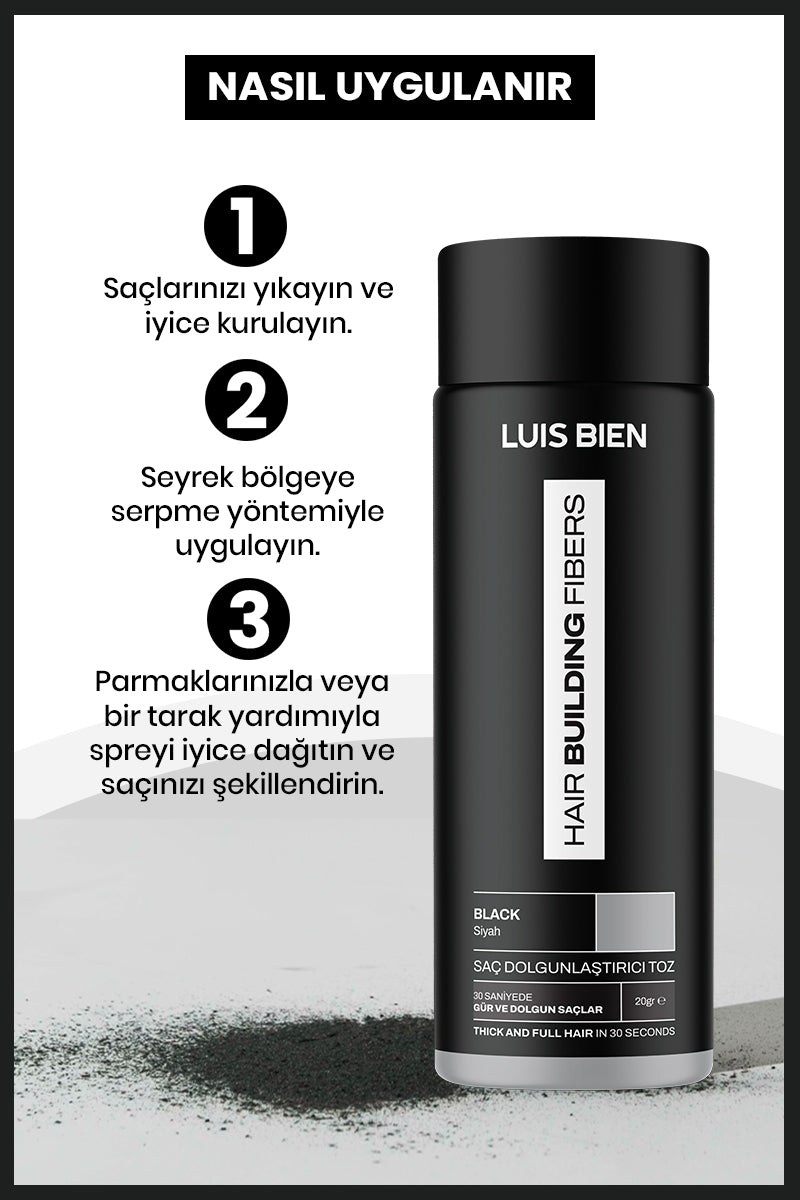 Luis Bien Saç Dolgunlaştırıcı Fiber Toz – Siyah