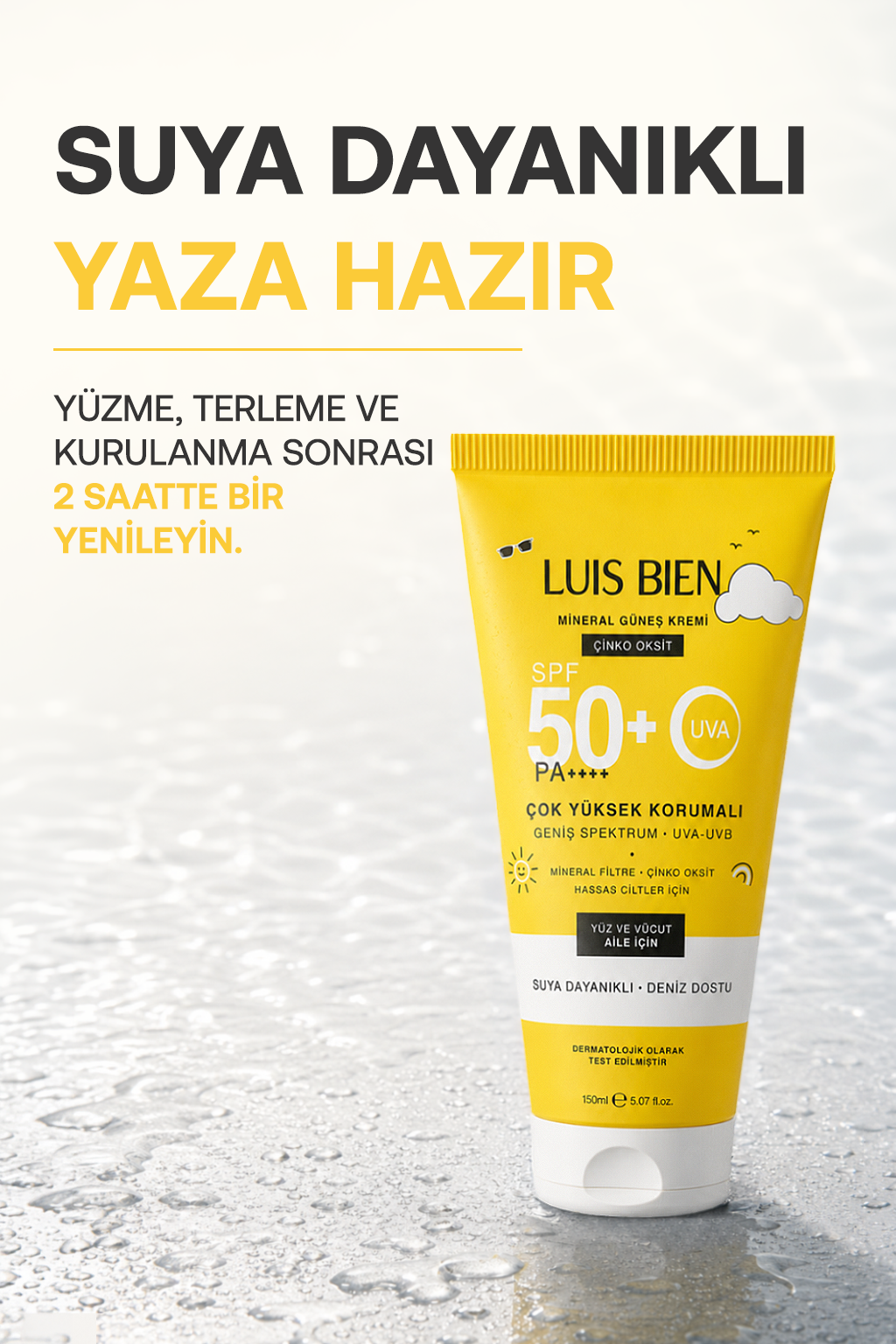 Luis Bien X Anıl Güler Mineral Güneş Kremi Spf 50+ Pa++++ Çinko Oksit 150 ml X 2 Adet - Yüz Ve Vücut, Suya Dayanıklı