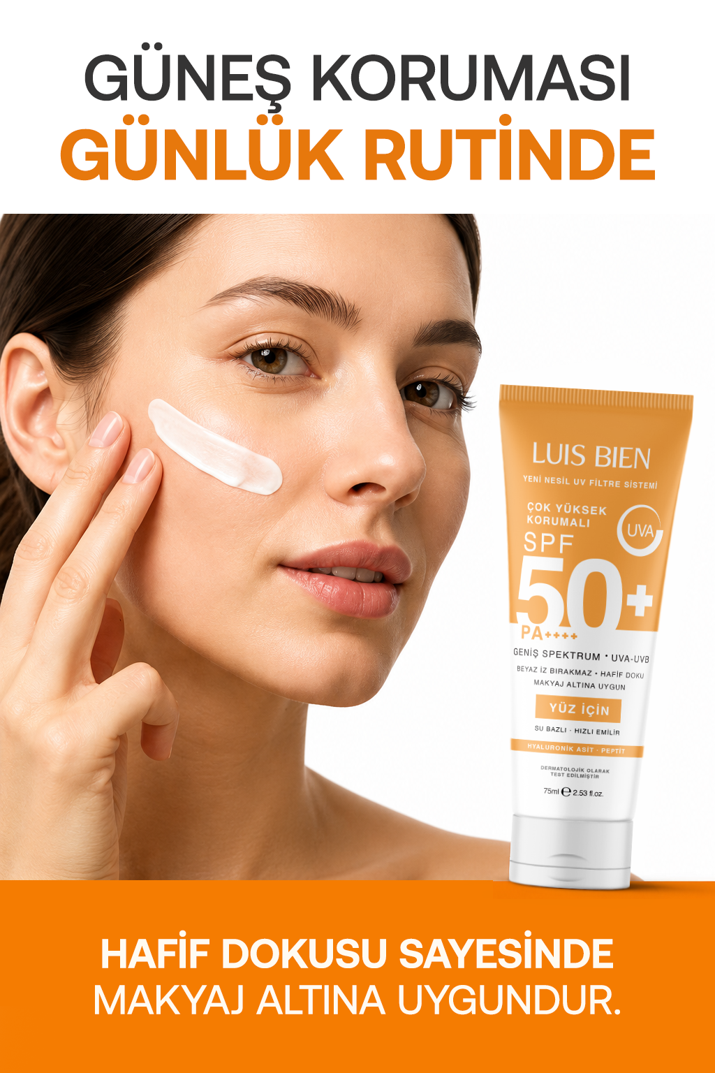 Luis Bien X Anıl Güler Su Bazlı Yüz Güneş Kremi Spf 50+ Pa++++ 75 ml X 2 Adet - Hızlı Emilen, Beyaz İz Bırakmayan