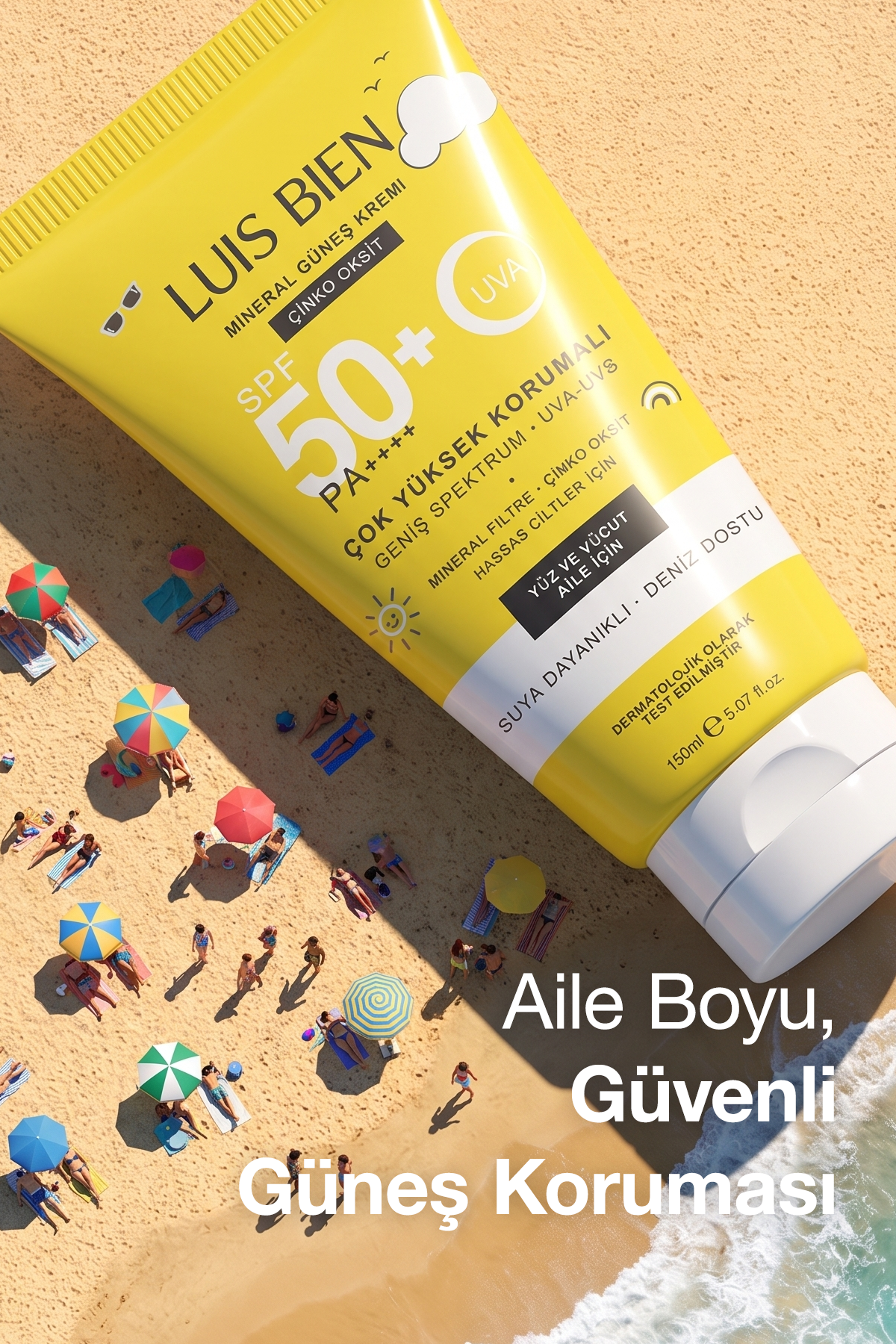 Luis Bien × Anıl Güler Mineral Güneş Kremi SPF 50+ PA++++ | Çinko Oksit, Yüz ve Vücut (150 ml)