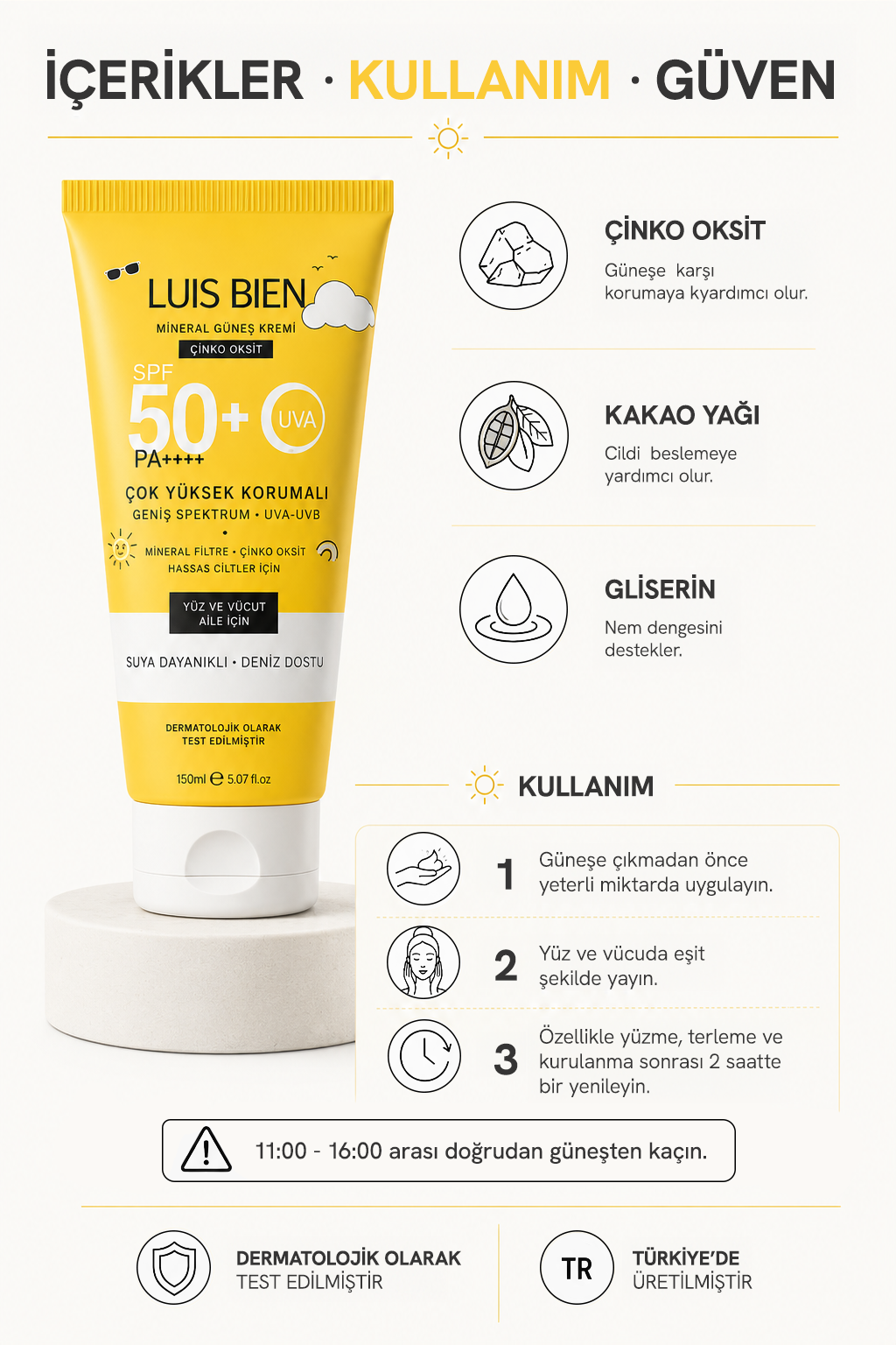 Luis Bien X Anıl Güler Mineral Güneş Kremi Spf 50+ Pa++++ Çinko Oksit 150 ml X 2 Adet - Yüz Ve Vücut, Suya Dayanıklı