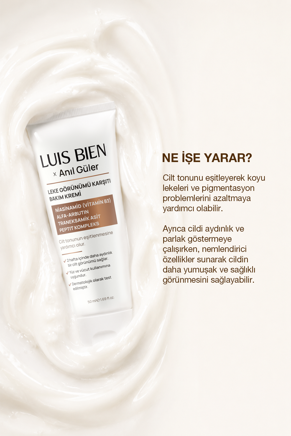 Luis Bien Anıl Güler Leke Karşıtı Aydınlatıcı Bakım Kremi 50 ml Niasinamid