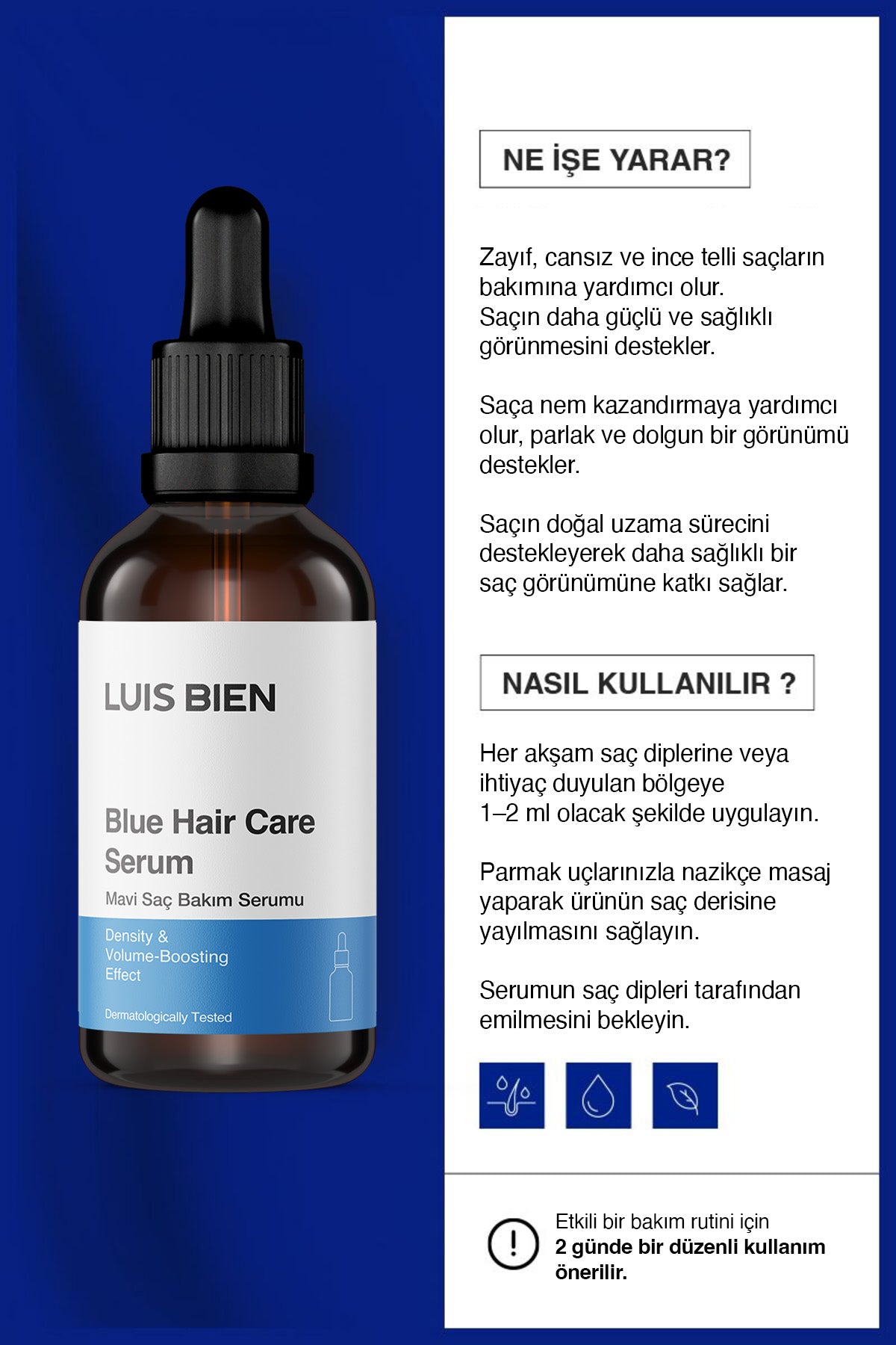 Luis Bien Dökülme Karşıtı Güçlendirici Saç Serumu 50 ml (Mavi Seri)