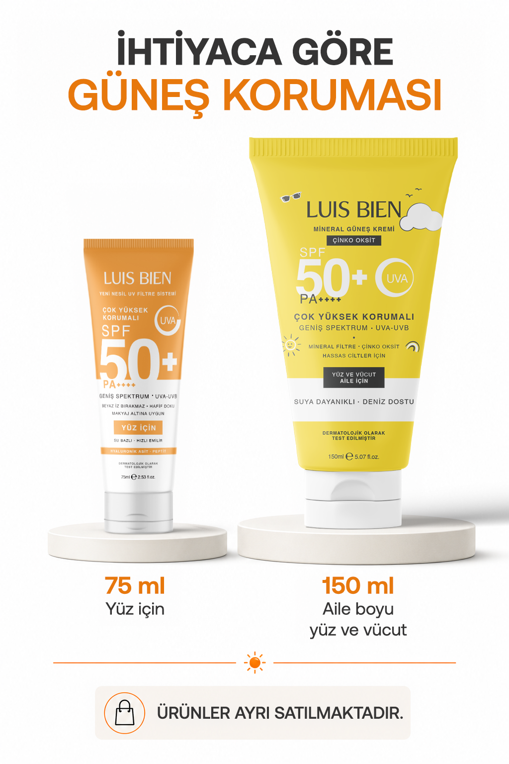 Luis Bien X Anıl Güler Su Bazlı Yüz Güneş Kremi Spf 50+ Pa++++ 75 ml X 2 Adet - Hızlı Emilen, Beyaz İz Bırakmayan