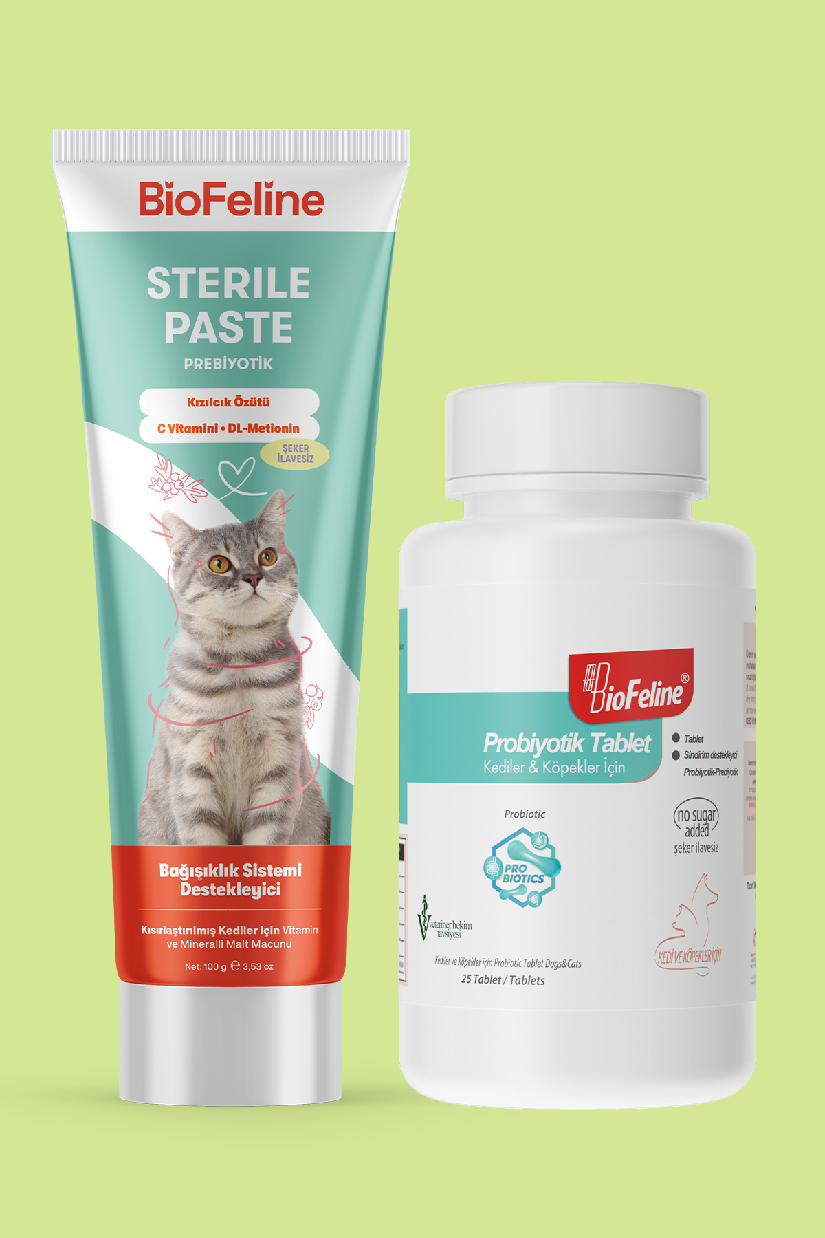 Kısır Kediler İçin Malt Macunu + Probiyotik Tablet | Tüy Yumağı & Sindirim Desteği | 100g + 60tb