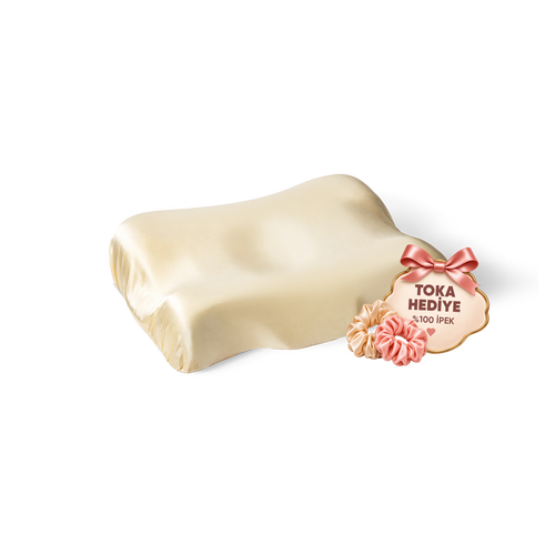 Beauty Pillow %100 İpek Kırışıklık Önleyici Yastık Bej Kılıflı