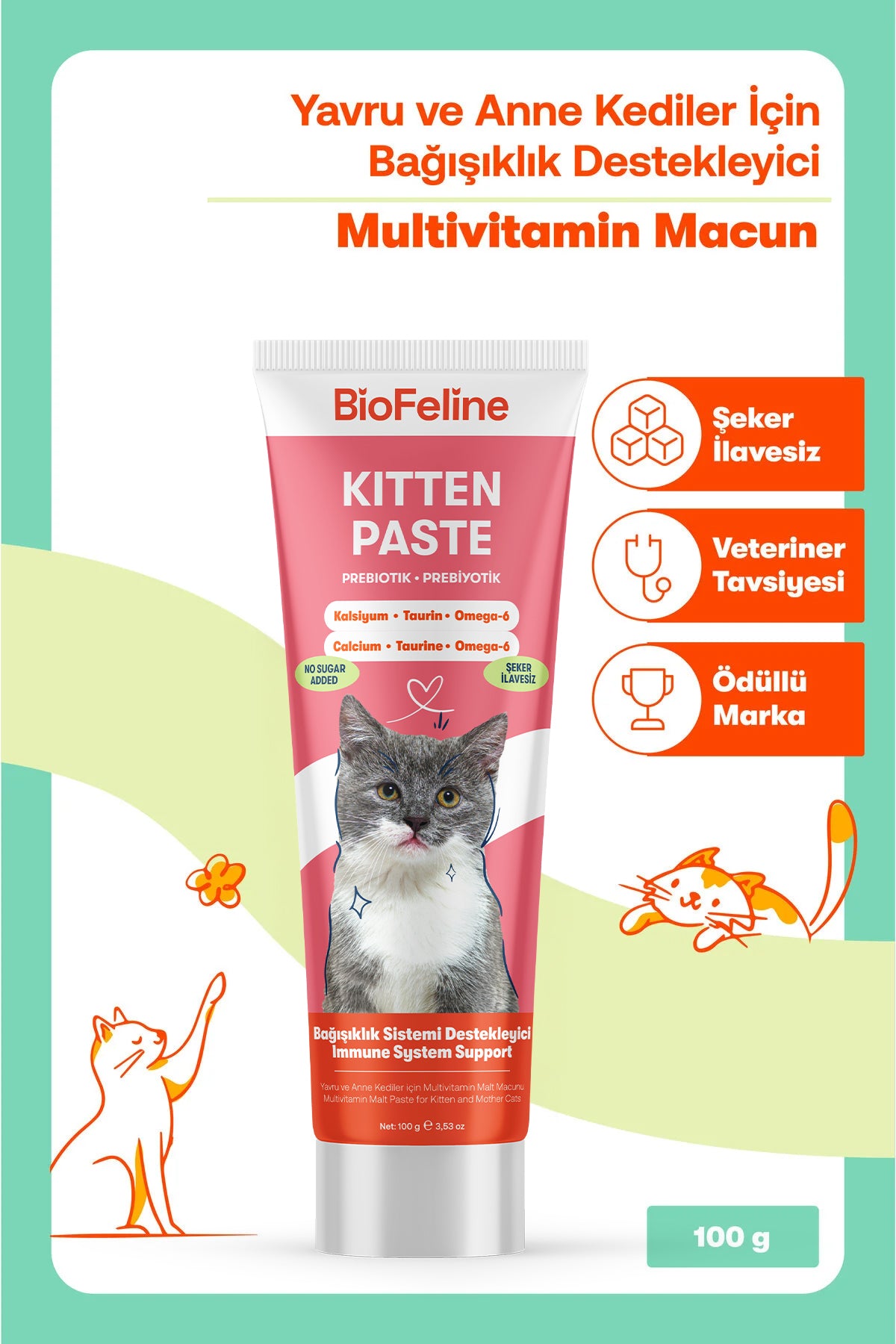 Yavru Kediler İçin Bağışıklık & Gelişim Destek Seti – Tablet + Malt | BioFeline
