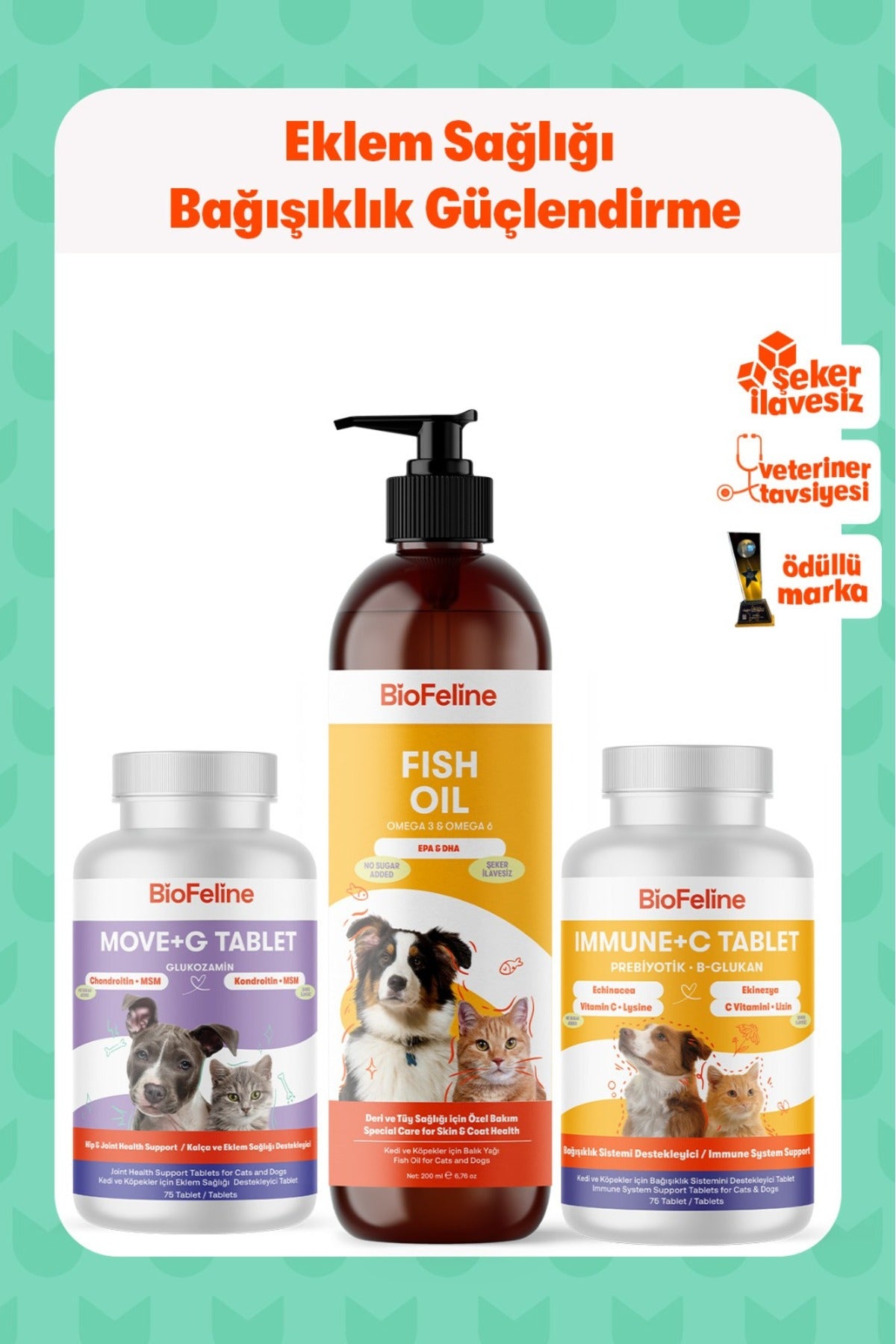 Kedi & Köpek İçin Eklem & Bağışıklık Destek Seti | BioFeline