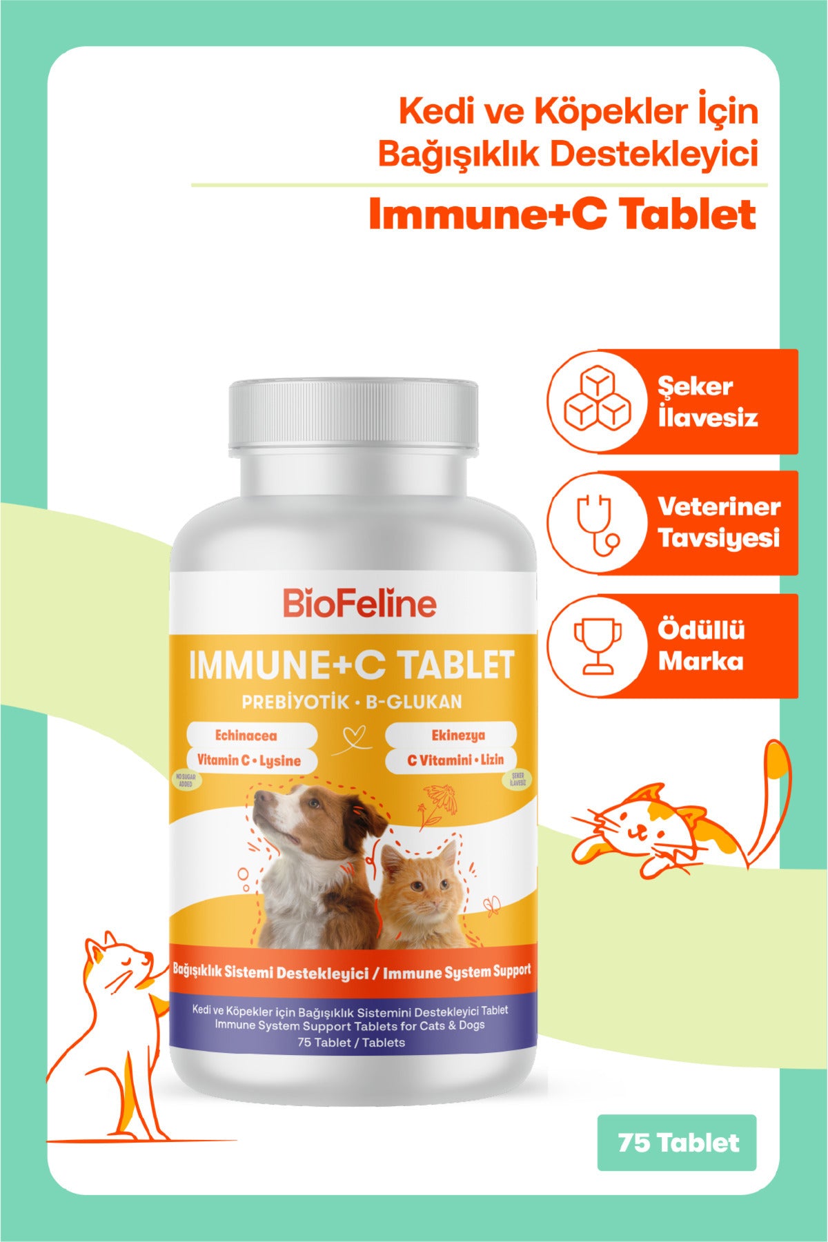 Kedi & Köpek Eklem, İdrar Yolu ve Bağışıklık Destek Tablet Seti | BioFeline