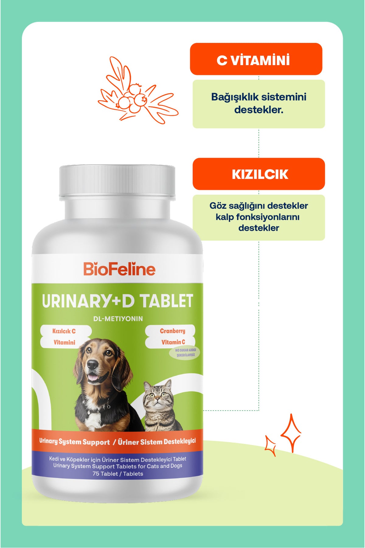 Kedi & Köpek Eklem, İdrar Yolu ve Bağışıklık Destek Tablet Seti | BioFeline