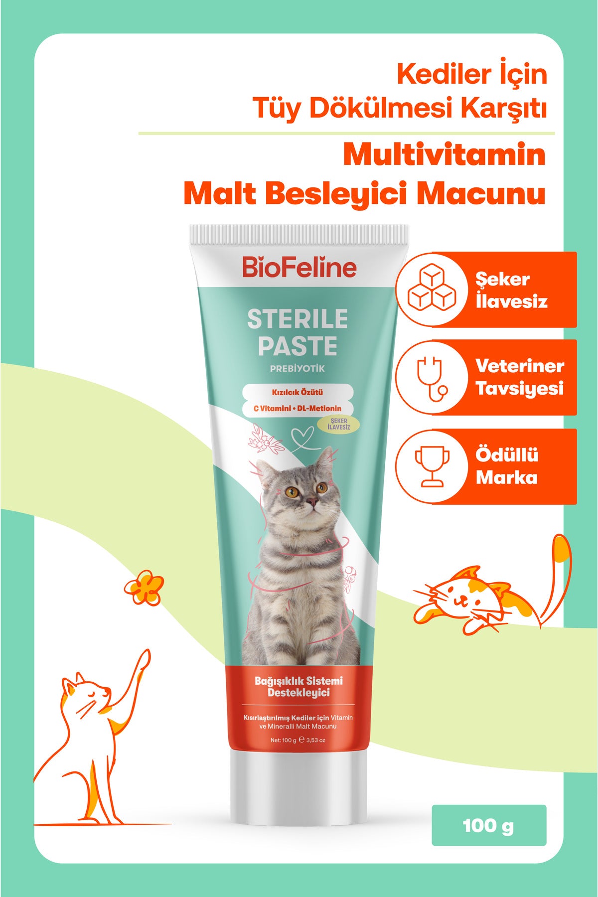 Kediler İçin Kilo Kontrol & Tüy Sağlığı Destek Seti – Malt | BioFeline