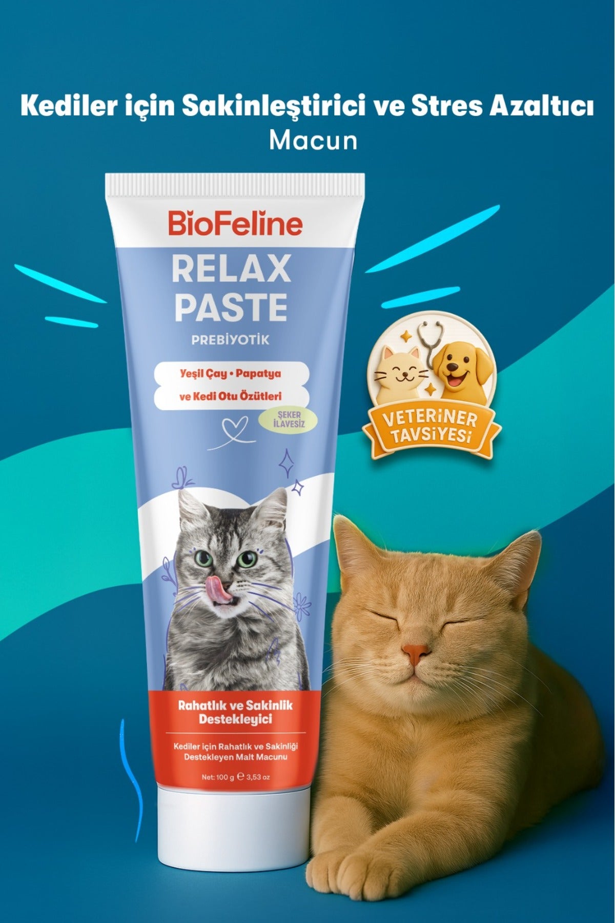 Kediler İçin Sakinleştirici Macun 100 g – Stres ve Huzursuzluk Azaltıcı | BioFeline