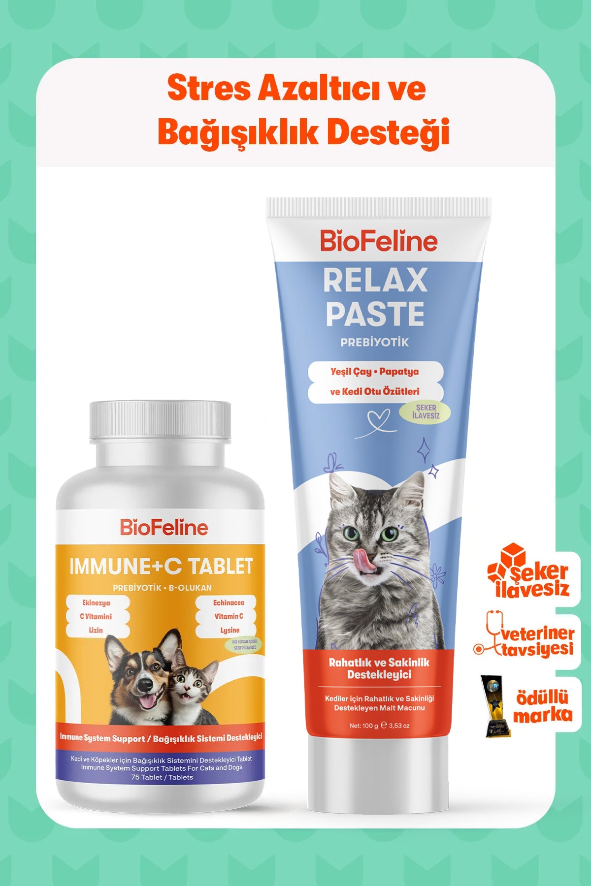 Kediler İçin Sakinleştirici Relax Macunu – Stres ve Gerginlik, 100 g | BioFeline