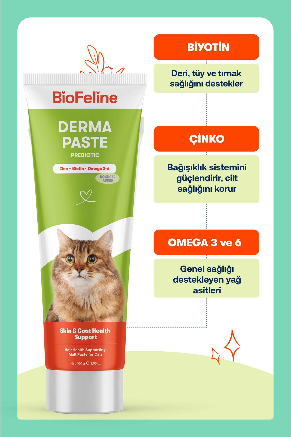 Kediler İçin Tüy Dökülmesi Karşıtı Derma Malt Macunu 100 ml | BioFeline