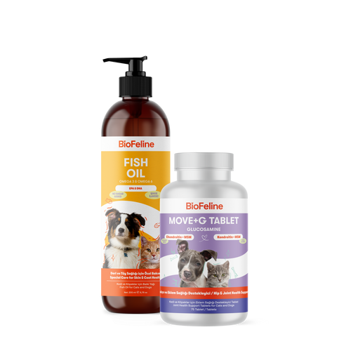 Eklem Sertliği ve Tüy Dökülmesi Azaltıcı Kedi ve Köpekler İçin Omega & Glukozamin Tablet Seti | BioFeline