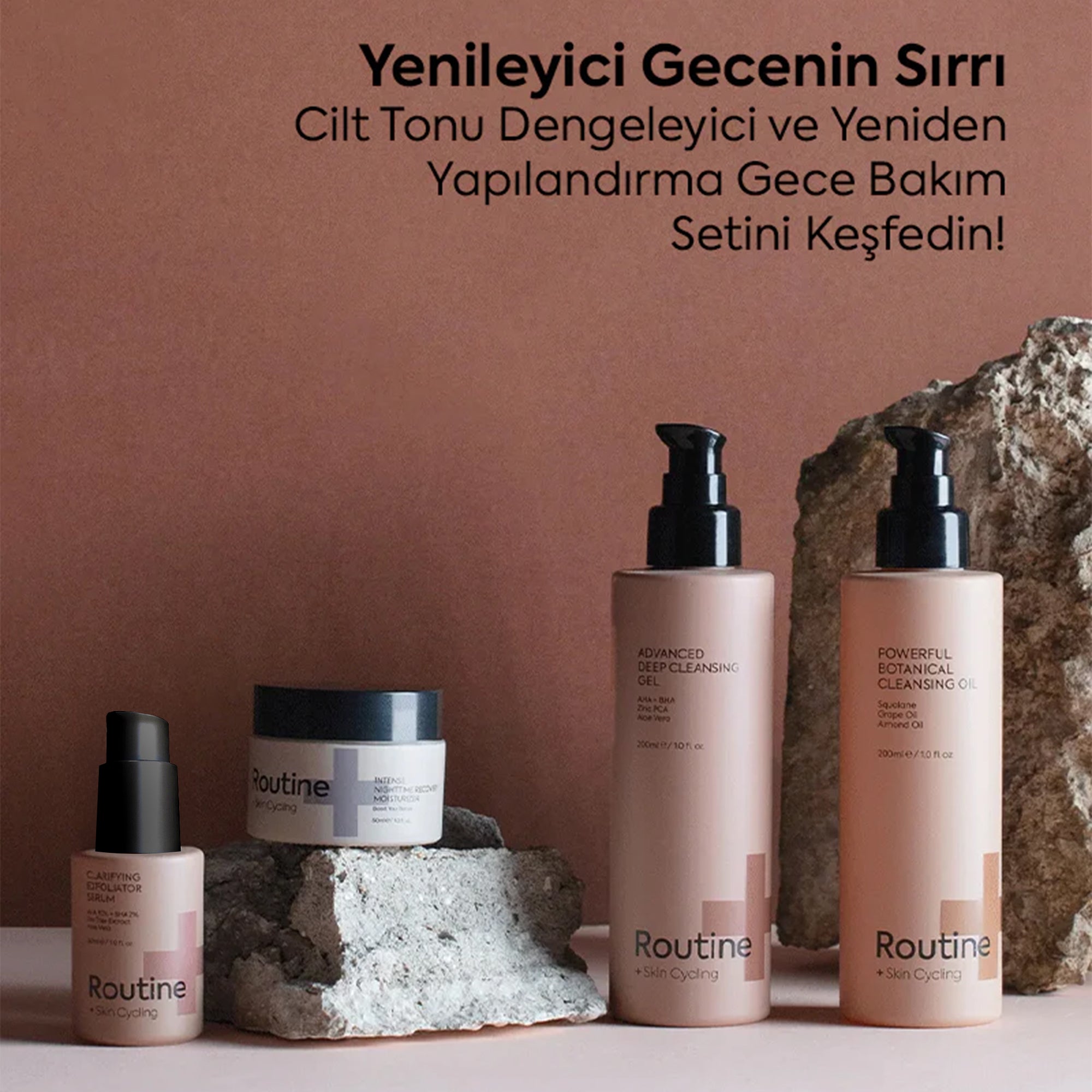 Cilt Tonu Dengeleyici ve Yeniden Yapılandırma Gece Bakım Seti - Exfoliation Night Routine