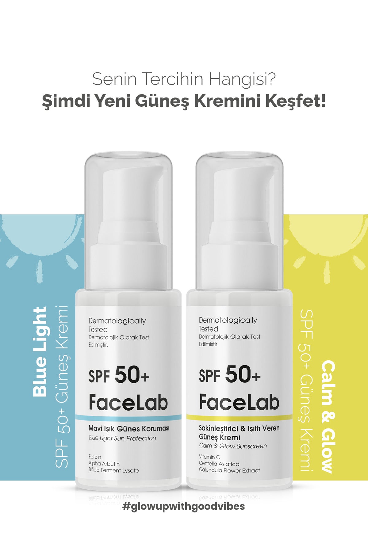 Facelab SPF 50+ Sakinleştirici Işıltı Veren Güneş Kremi