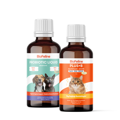 Kediler İçin Sıvı Probiyotik & Vitamin Damla – Sindirim, Bağışıklık ve Tüy Desteği, 50 ml | BioFeline