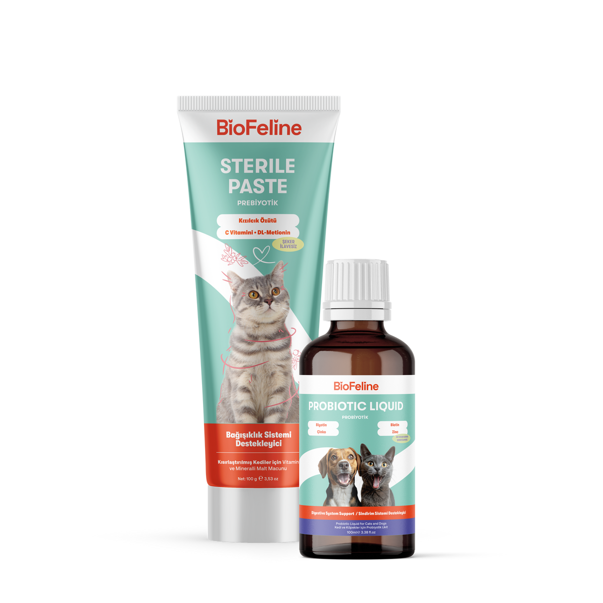 Kısır Kediler İçin Malt Macunu + Sıvı Probiyotik Seti – Tüy & Sindirim | BioFeline