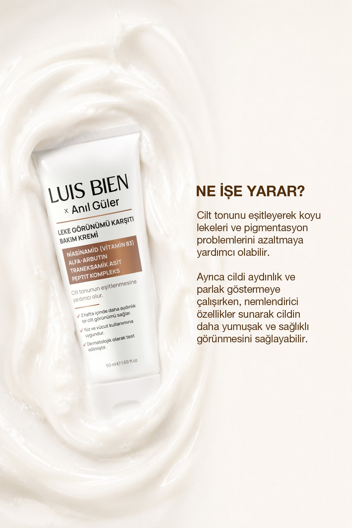 Luis Bien Anıl Güler Leke Karşıtı Aydınlatıcı Bakım Kremi 50 ml Niasinamid
