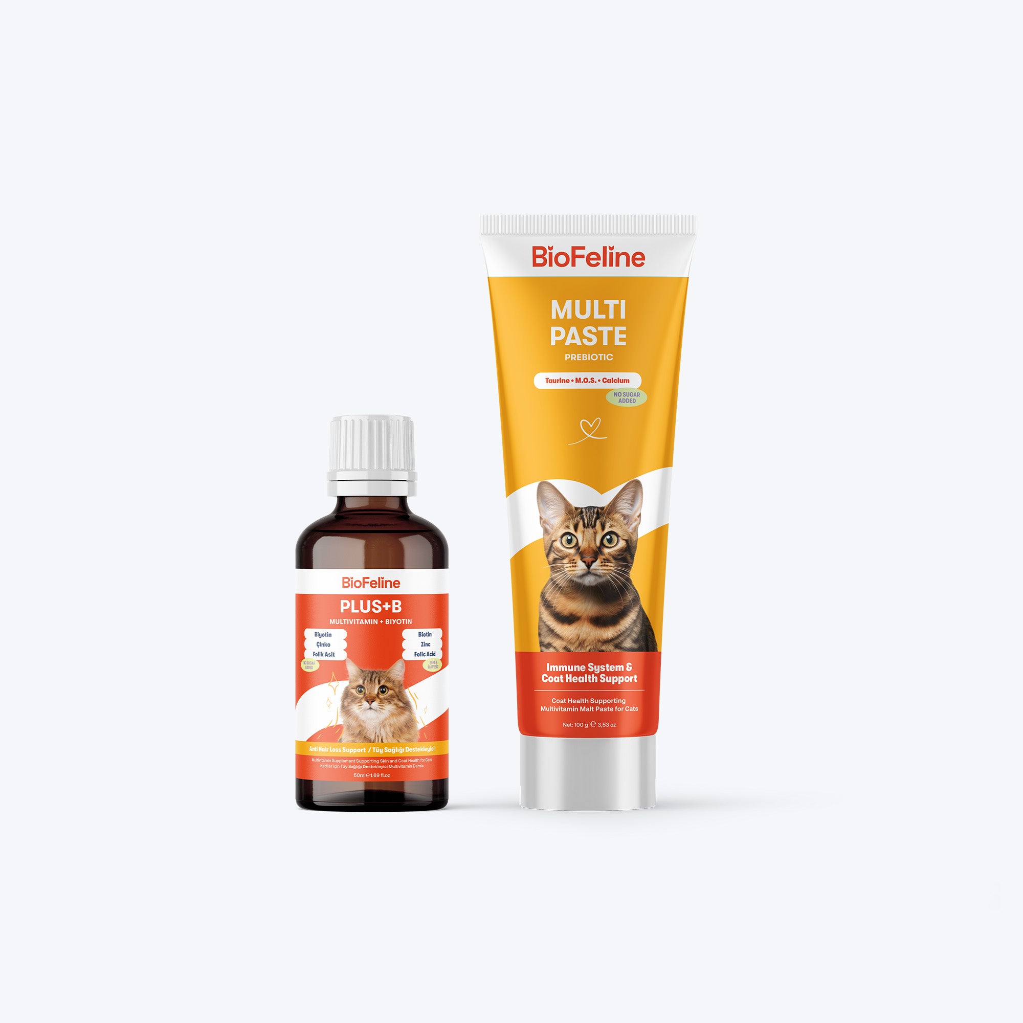 Kediler İçin Multivitamin Macun + Vitamin Damla Seti | Tüy Dökülmesi ve Bağışıklık Desteği | 100g + 50ml