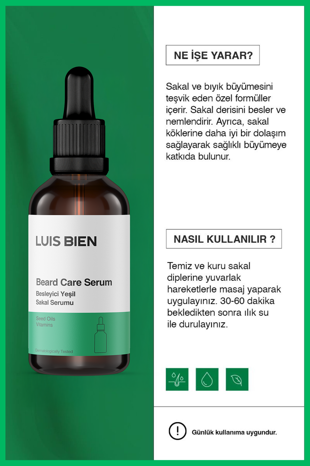 Luis Bien Sakal Güçlendirici Set – Yeşil Serum + Dermaroller