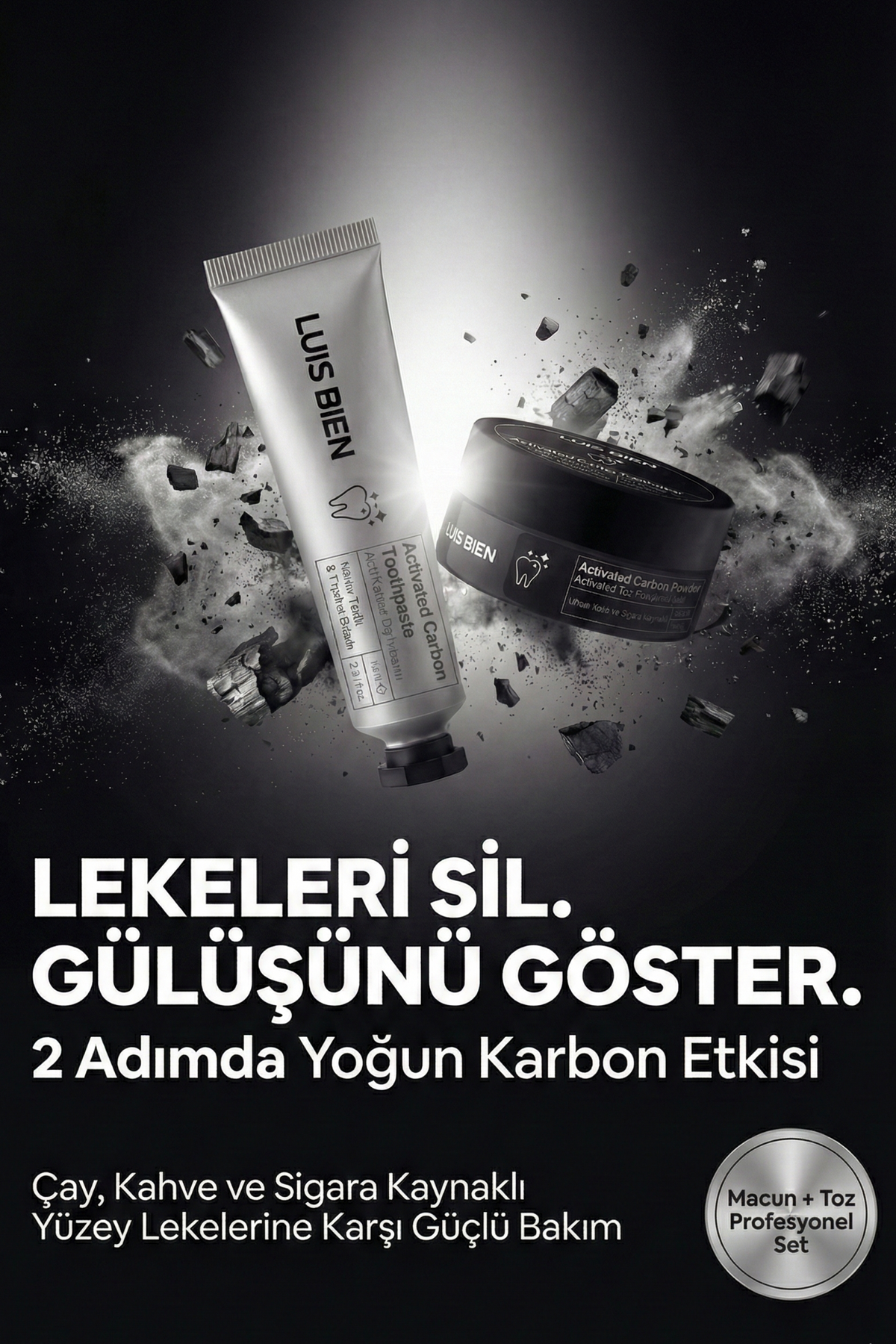Aktif Karbon Diş Beyazlatma Seti - 2 Adımlı Bakım | Luis Bien
