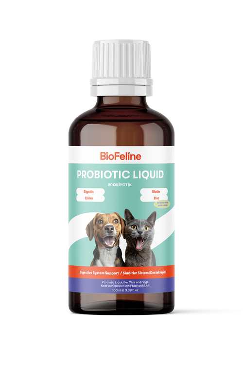 Kedi & Köpek İçin Sıvı Probiyotik 100 ml – Sindirim ve Bağışıklık Desteği | BioFeline