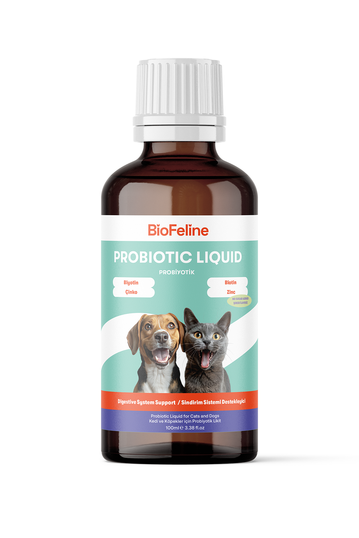 Kediler İçin Sıvı Probiyotik & Vitamin Damla – Sindirim, Bağışıklık ve Tüy Desteği, 50 ml | BioFeline